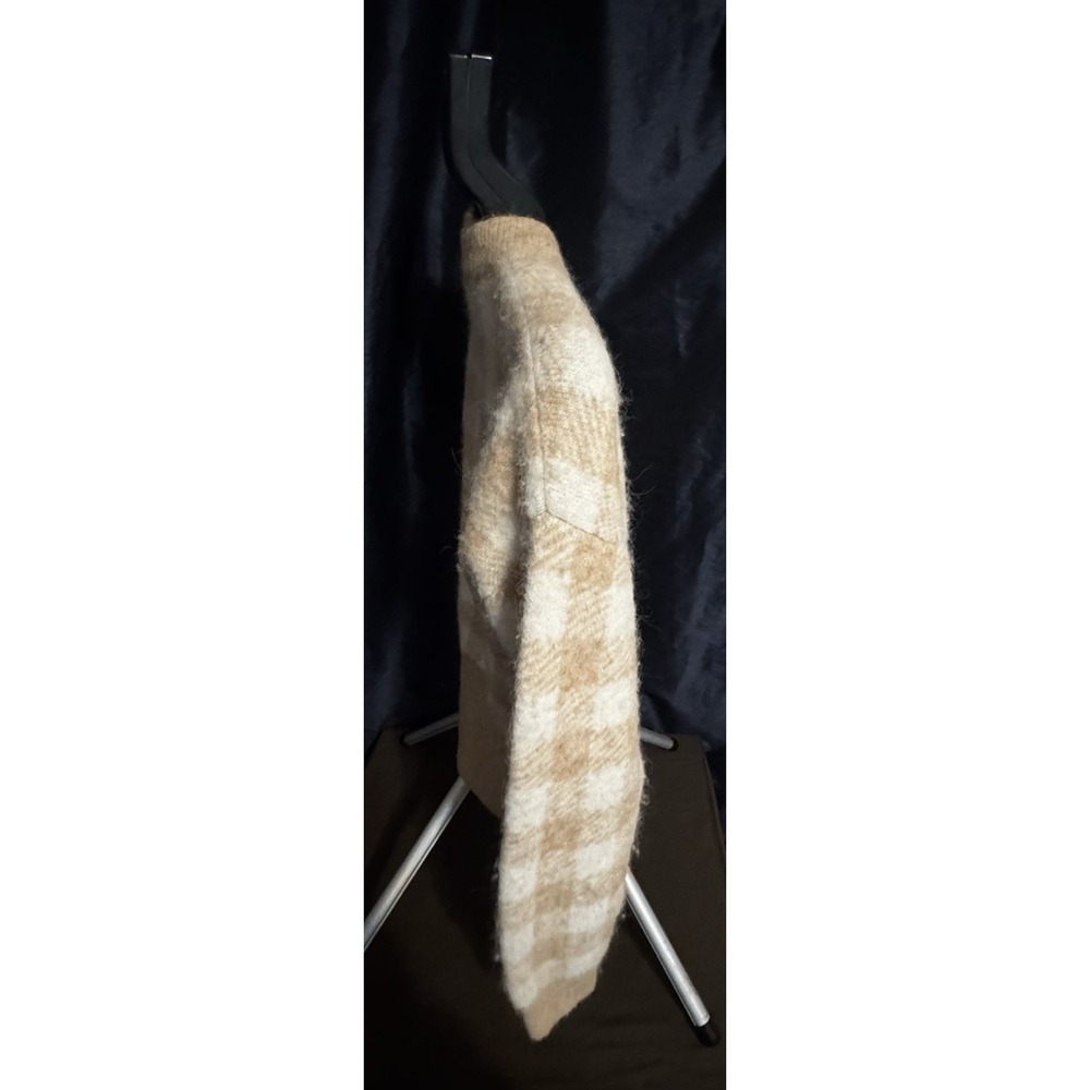 Sezane Becky Jumper  Baby Alpaca Sweater Beige Gingham Fuzzy Knit Parisian Chic - Picture 4 of 7